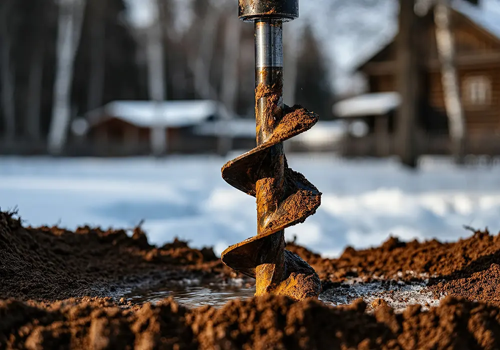engineering page - photo of auger digging into ground