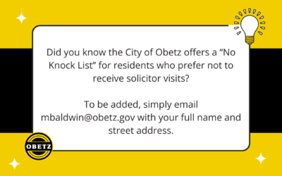 Obetz Offers No Knock List for Residents